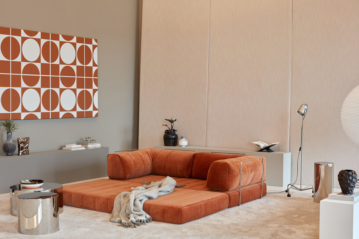 CozyPad Innovation Living ouvert en couchage de 208 x 208 cm, tissu 412 Esina Rust Orange
