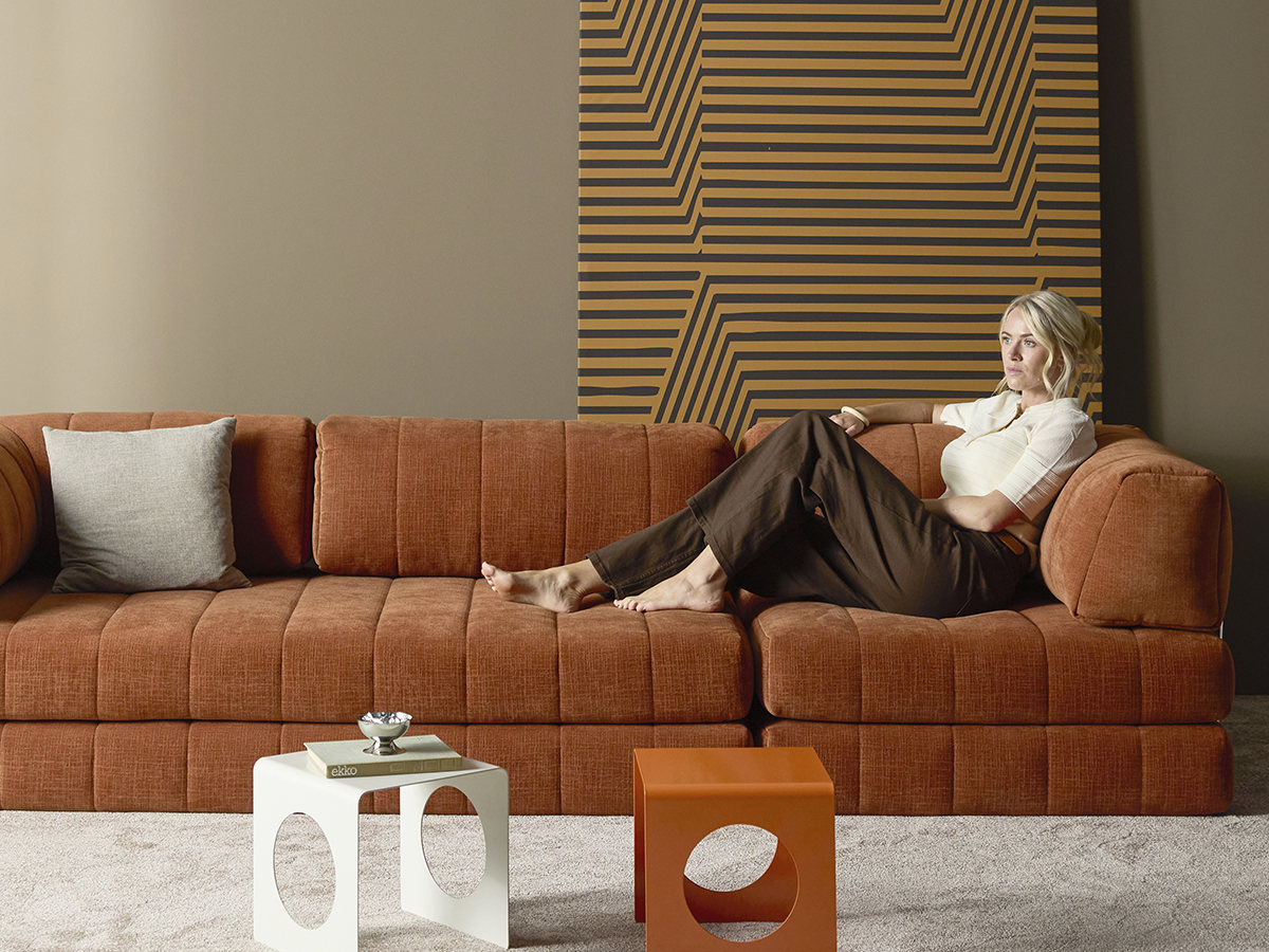 CozyPad Grand Innovation Living, version 312 cm trois places, tissu 412 Esina Rust Orange