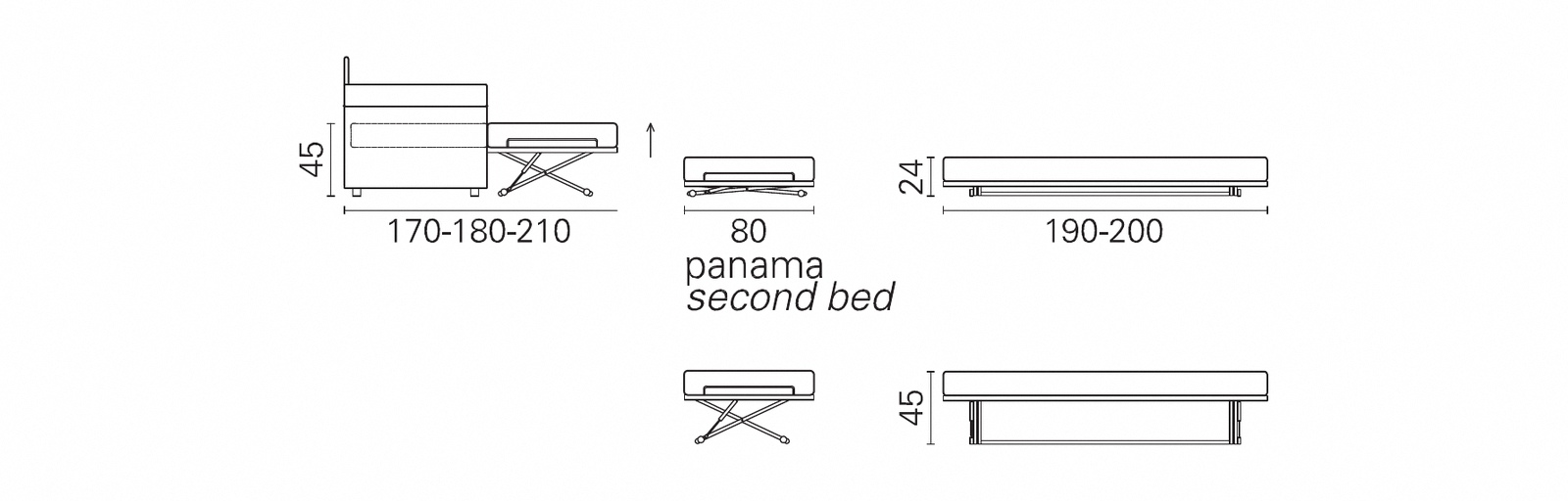 Plan coté BK du mécanisme, banquette lit gigogne BK 114