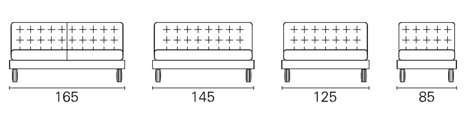 Plans cotés BK des quatre largeurs du BK 128