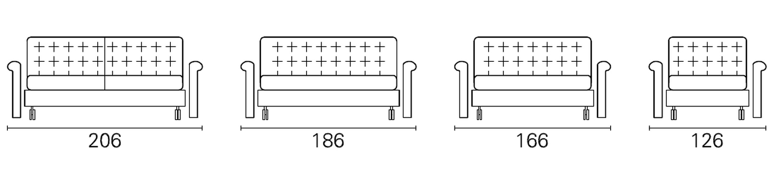Plans cotés BK des quatre largeurs du BK 129 Classic