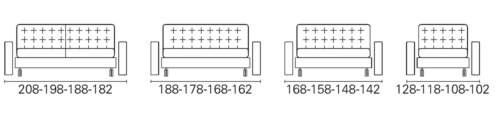 Plans cotés BK des quatre largeurs du BK 129 Modern