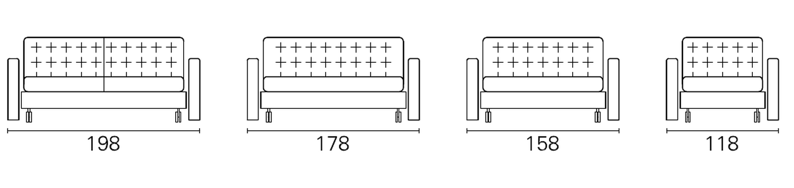 Plans cotés BK des quatre largeurs du BK 129 Vintage