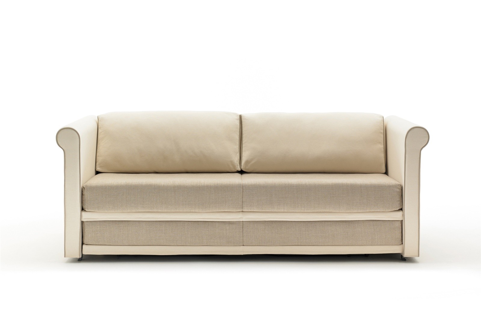Canapé lit gigogne BK 161 Sofa Twice, le canapé fermé, façade montrant les deux niveaux de couchage