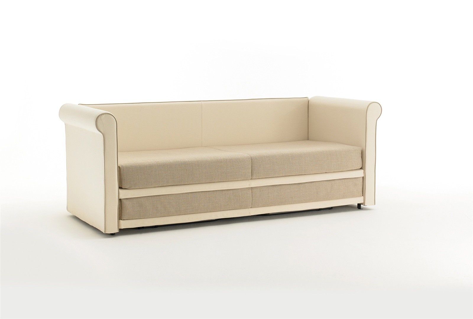 Méridienne convertible gigogne BK 162 Ottomana Twice, la méridienne fermée, façade montrant les deux niveaux de couchage