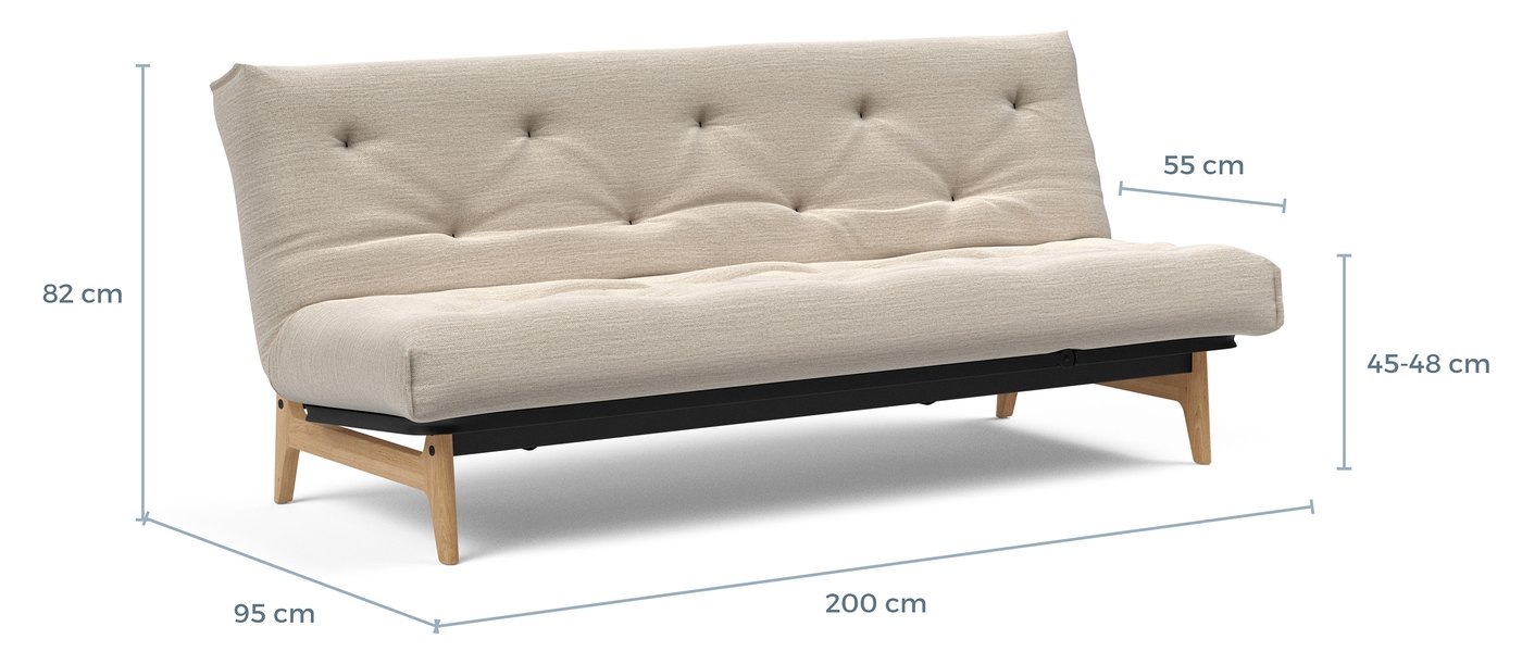 Schema cote du canape Aslak 120 : 200 x 95 x 82 cm