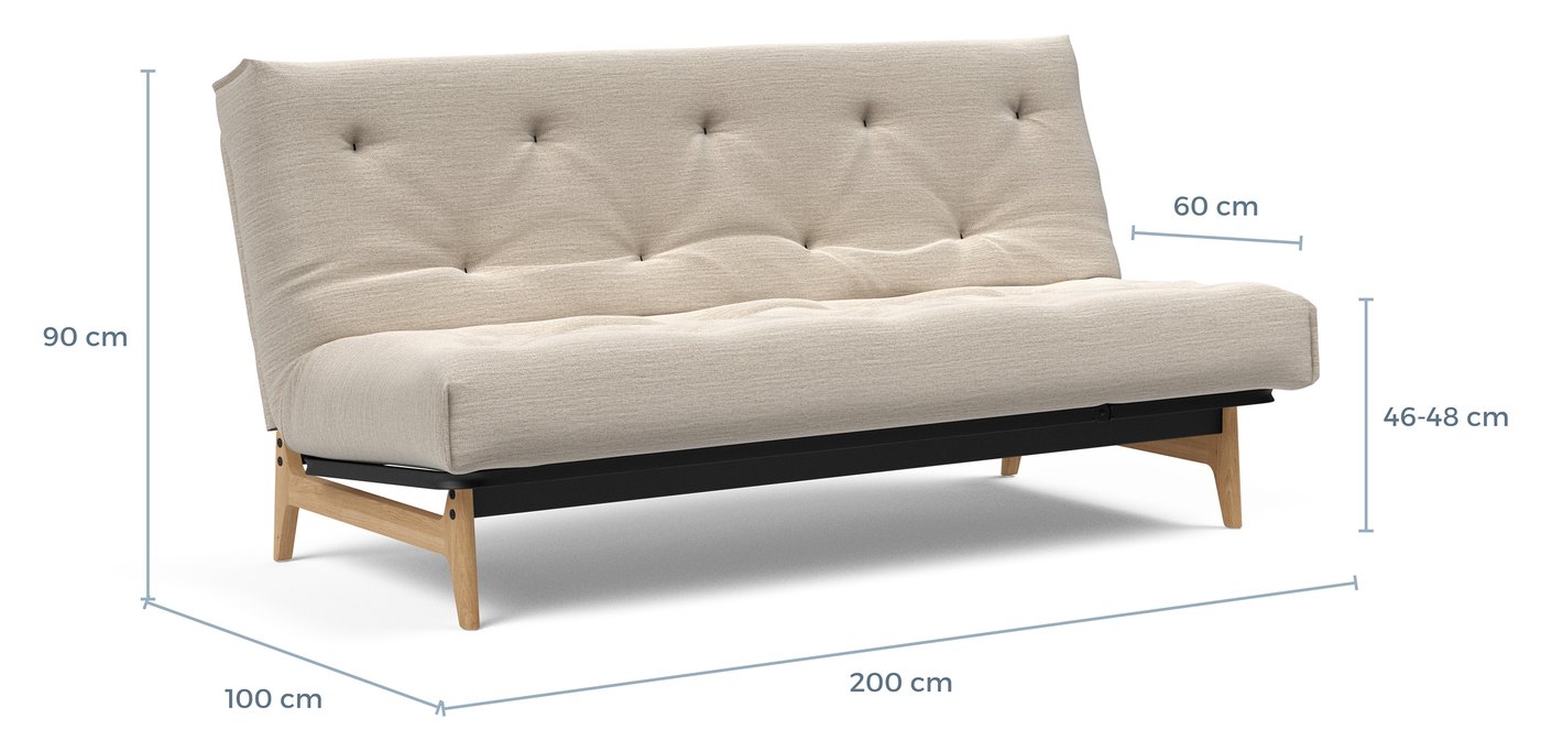 Schema cote du canape Aslak 140 : 200 x 100 x 90 cm