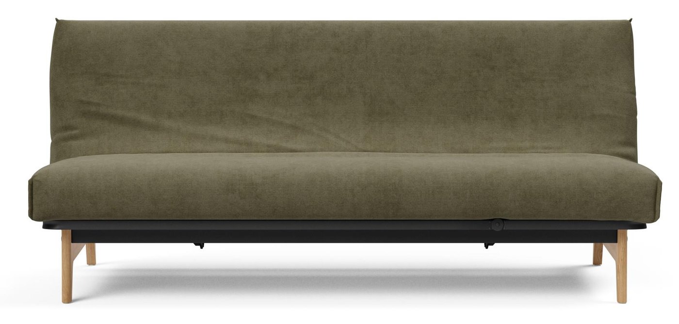 Canape Aslak en velours cotele Cordufine 316 kaki olive, vue de face