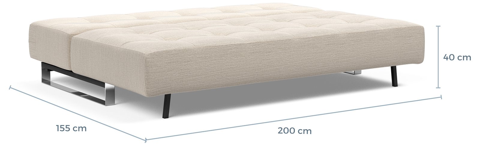 Schema cote du Supremax deplie : couchage 155 x 200 cm